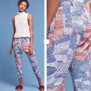 HEI HEI M Printed Nouveau Harem Jogger Pants Drop Crotch Cargo